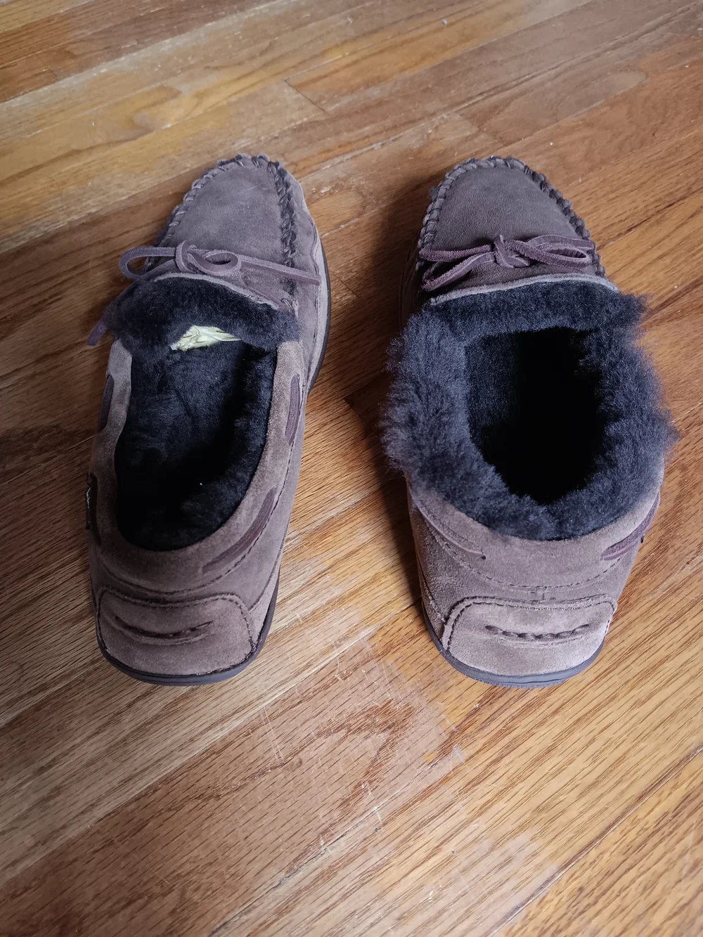 L.L. Bean Men's Wicked Good Chocolate Brown Suede Shearling Slipper Moccasins 9